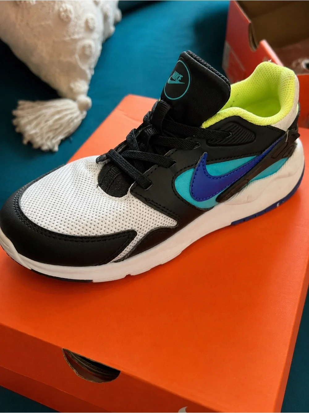 Kids Athletic Sneakers - Black White Teal Purple